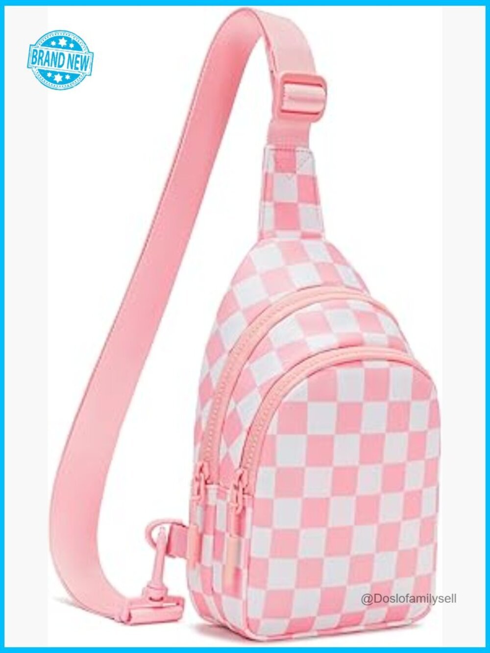 Trendy Plaid Crossbody Sling Bag Lightweight Adjustable Strap 7 Pockets
